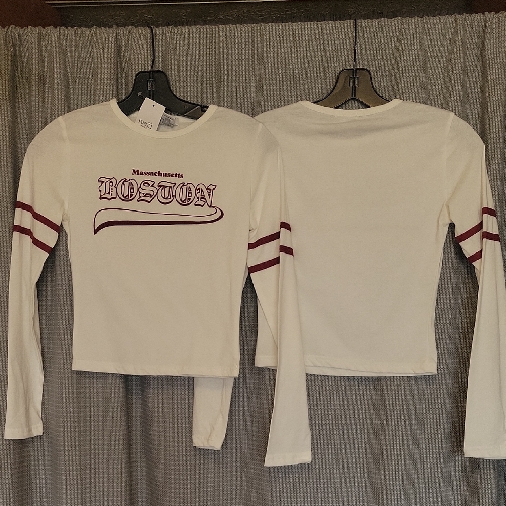 White Long Sleeve Boston Graphic Tee